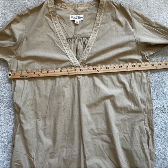NILI LOTAN RAVEN Dress Size Small Cotton Poplin Midi Sand Beige LAGENLOOK - Picture 8 of 13